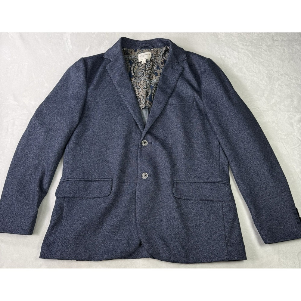 CONSTRUCT Blazer Mens 42L Blue Slim Knit Stretch Jacket Sport Coat Con.struct